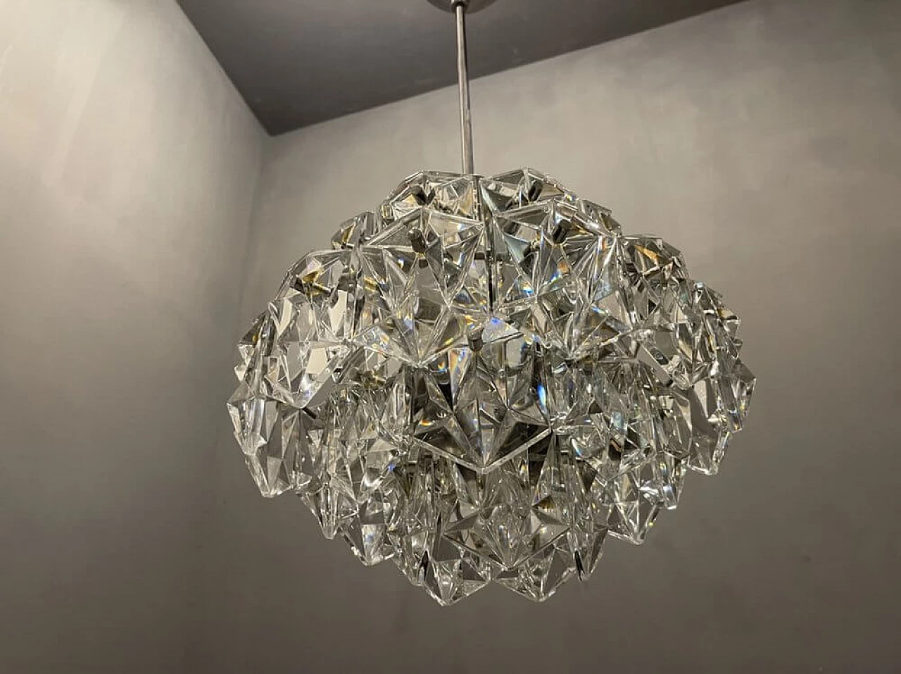 Pendant lamp in crystal by Kinkeldey, 1970s 2