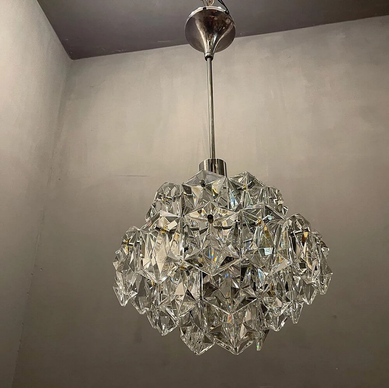 Pendant lamp in crystal by Kinkeldey, 1970s 7