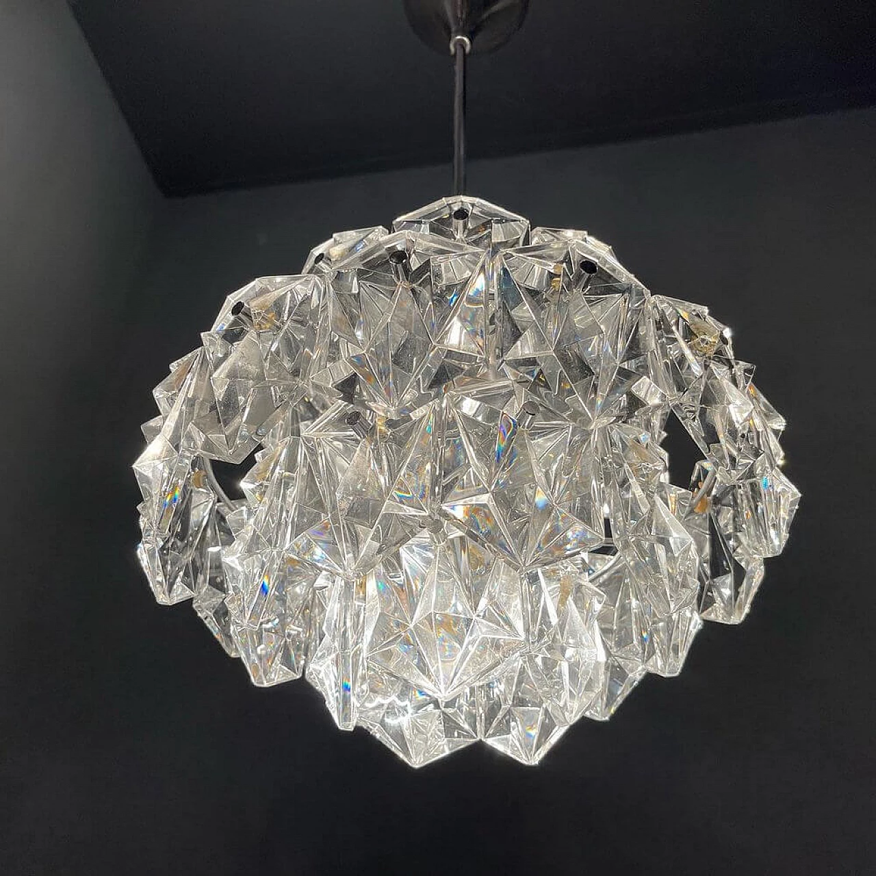 Pendant lamp in crystal by Kinkeldey, 1970s 9