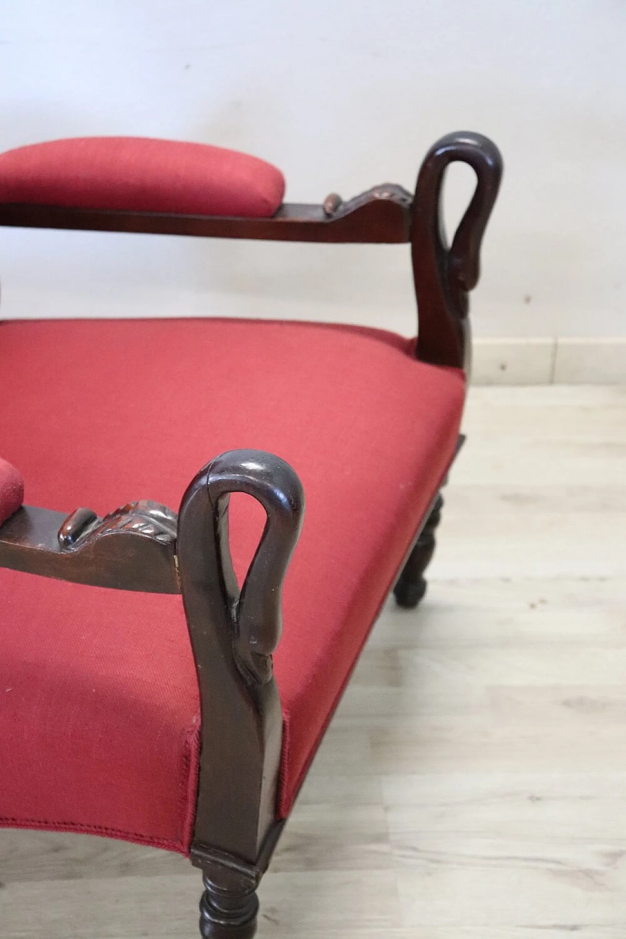 Louis Philippe armchair in walnut with carvings, first half of the 19th century 2