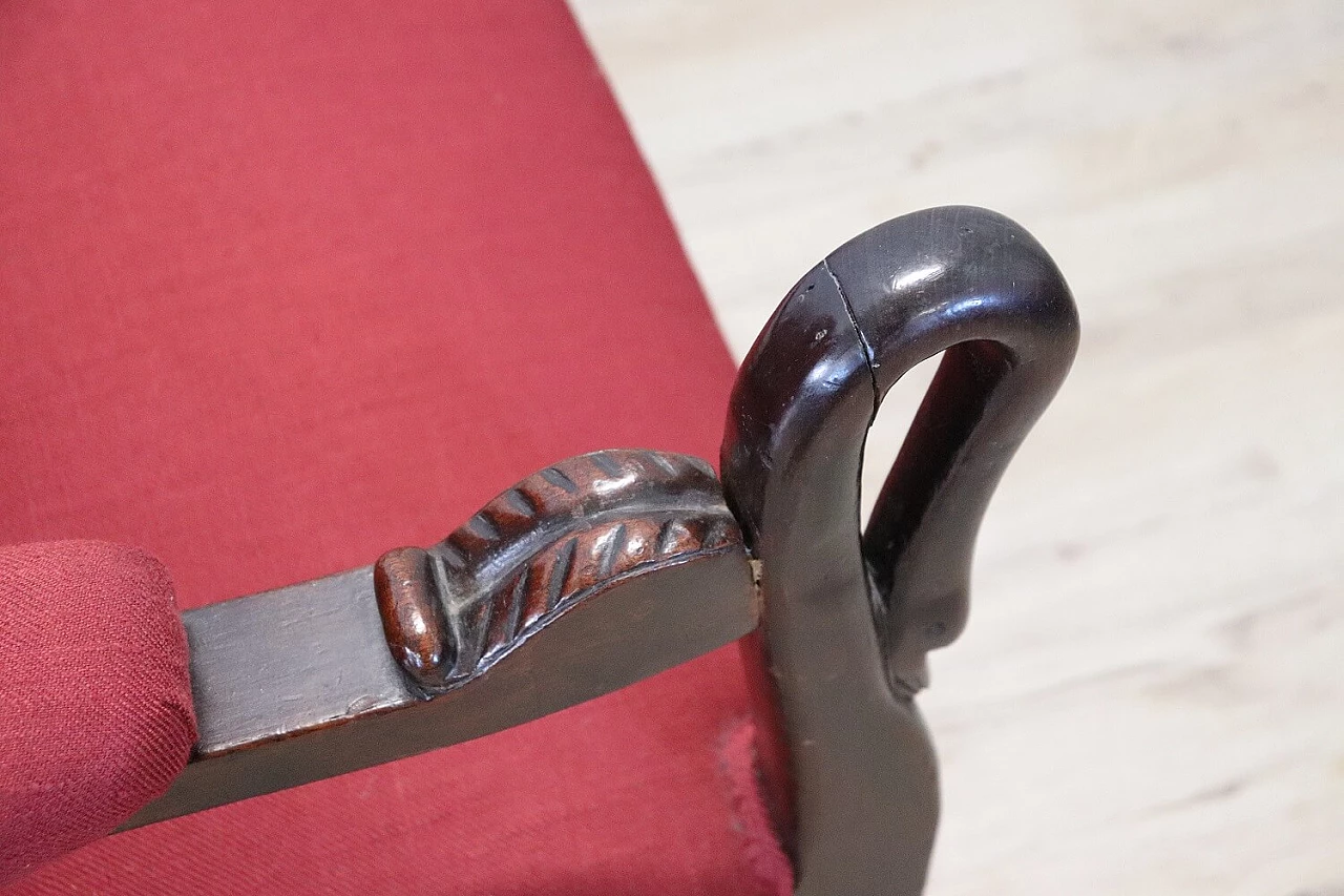 Louis Philippe armchair in walnut with carvings, first half of the 19th century 4