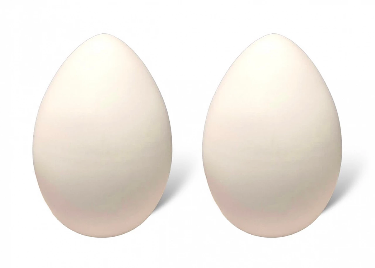 Coppia di lampade da tavolo a uovo in vetro di Zonca, anni '70 1