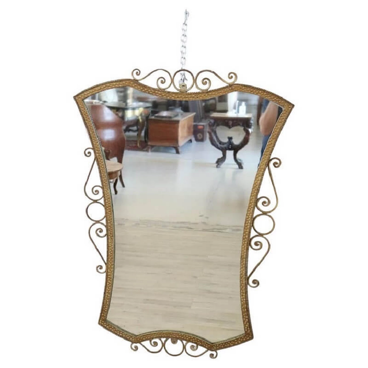 Mirror with gilded metal frame, 1950s 1