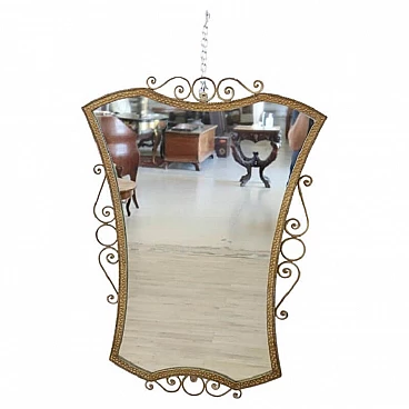 Mirror with gilded metal frame, 1950s