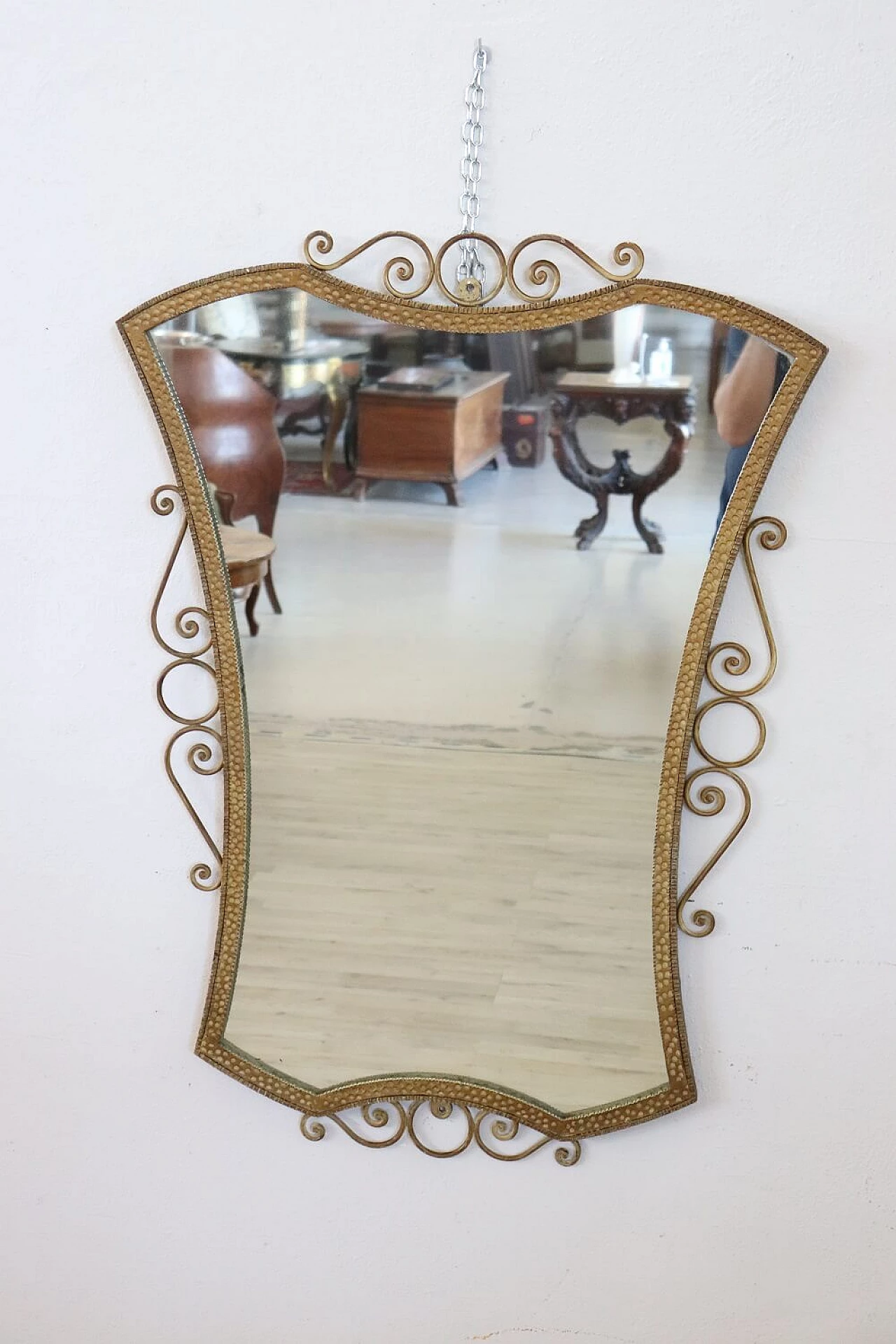 Mirror with gilded metal frame, 1950s 2