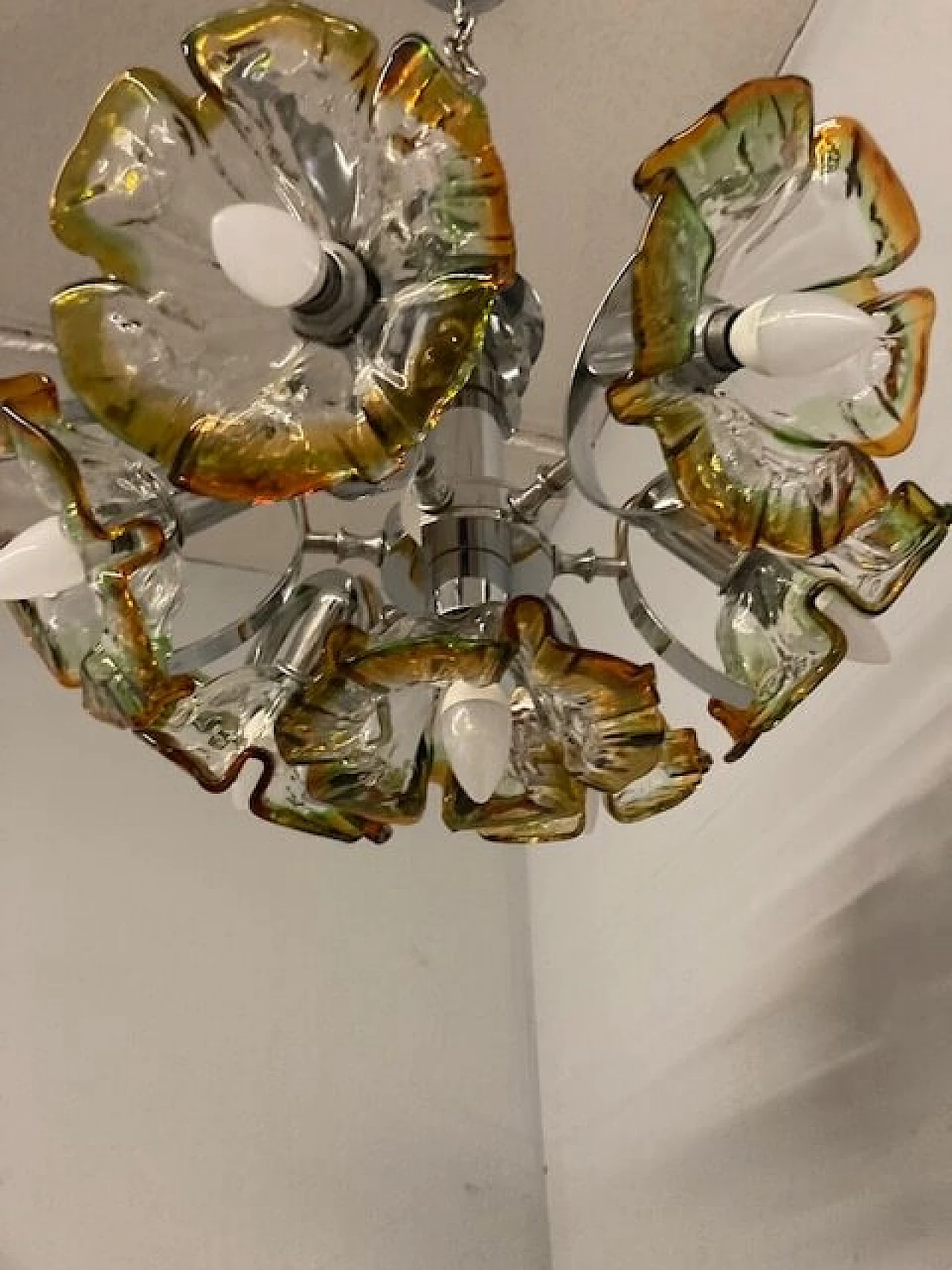 Multicolor Murano glass chandelier by Mazzega, 1970s 7
