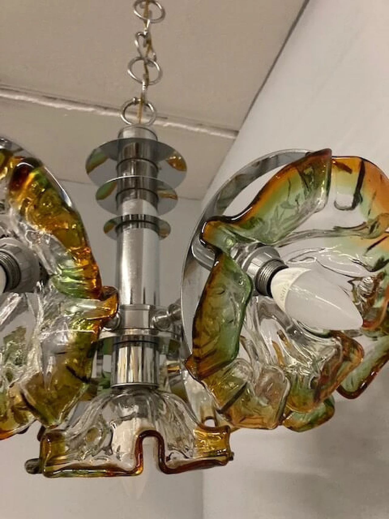 Multicolor Murano glass chandelier by Mazzega, 1970s 8