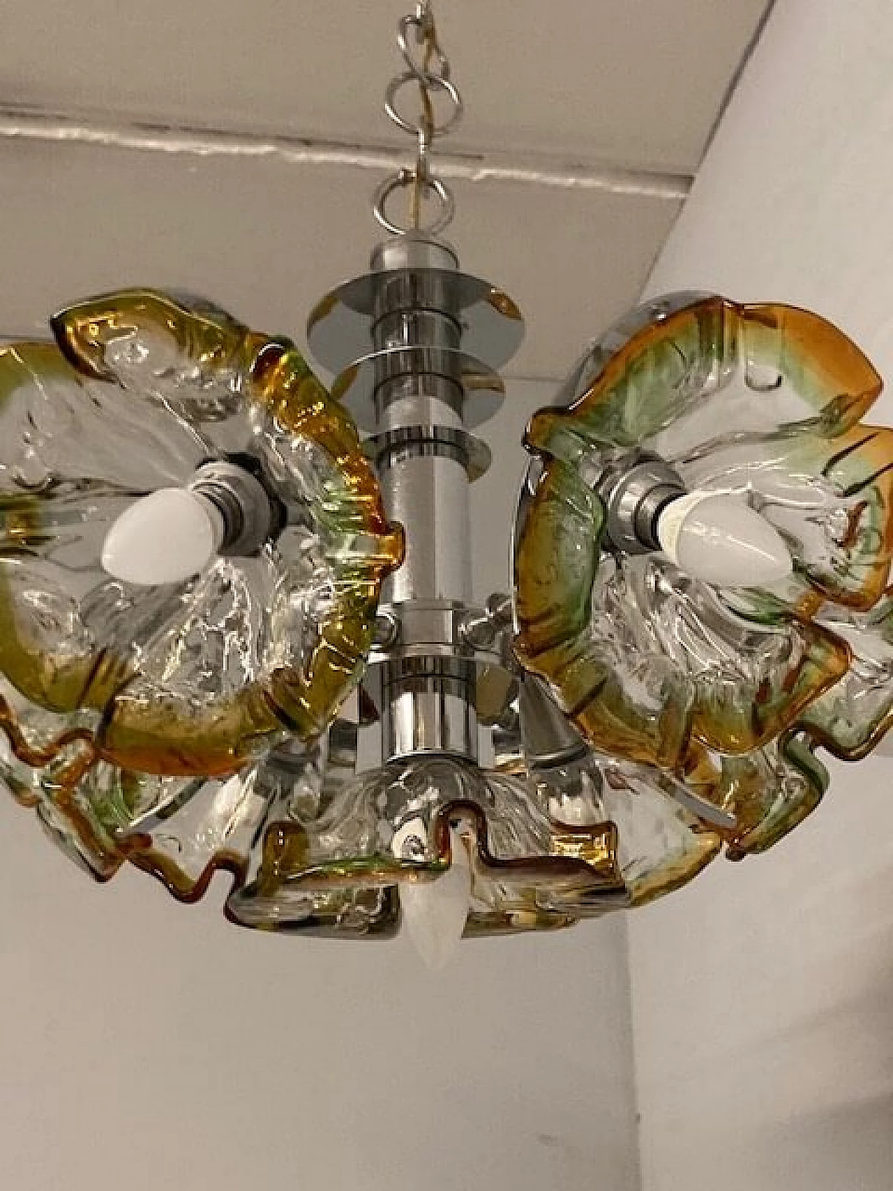 Multicolor Murano glass chandelier by Mazzega, 1970s 12