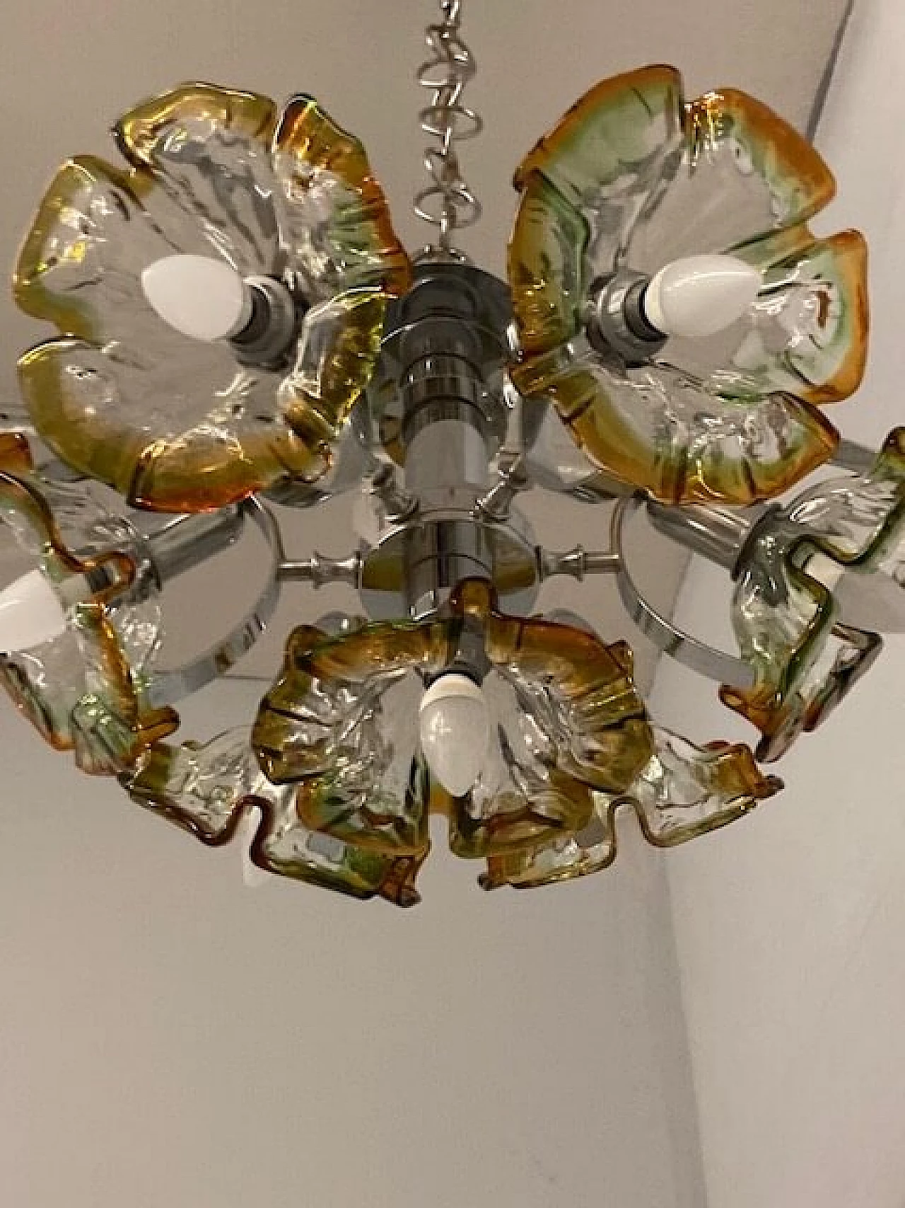 Multicolor Murano glass chandelier by Mazzega, 1970s 13