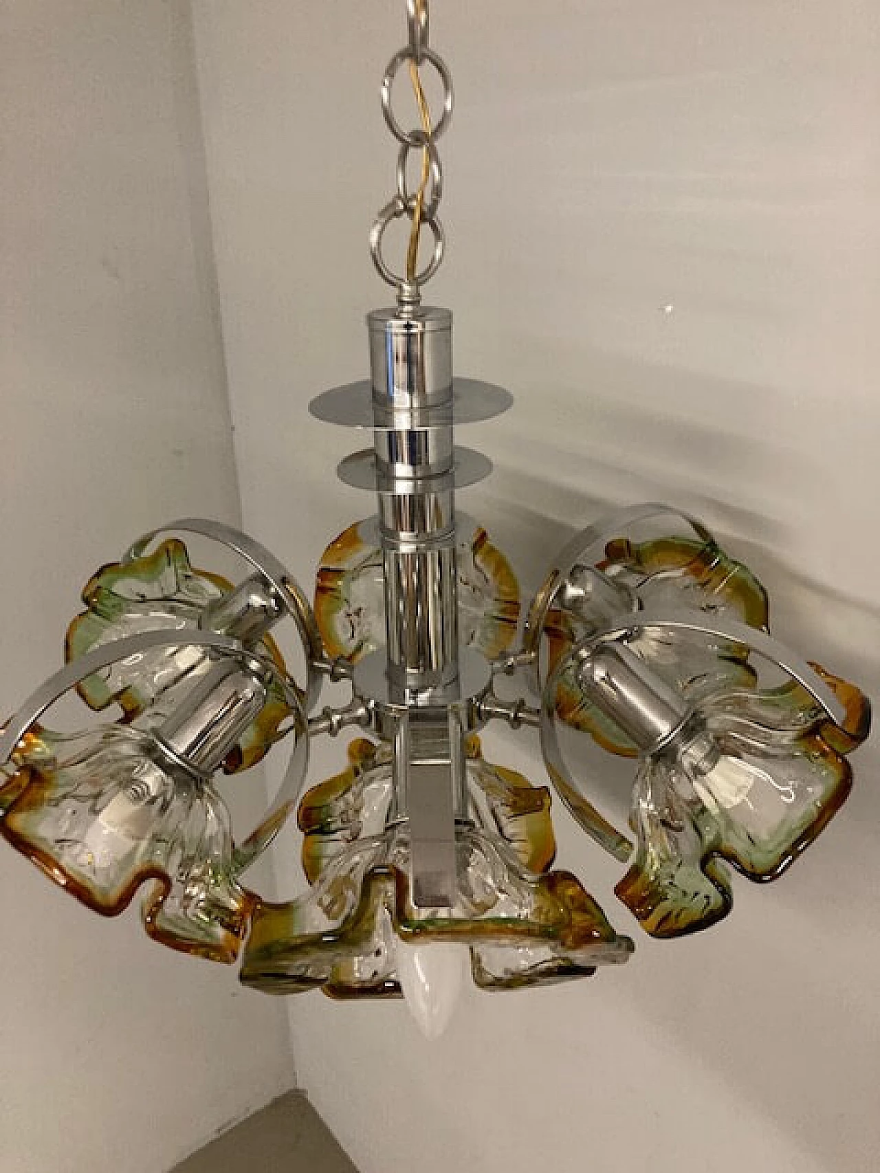 Multicolor Murano glass chandelier by Mazzega, 1970s 18