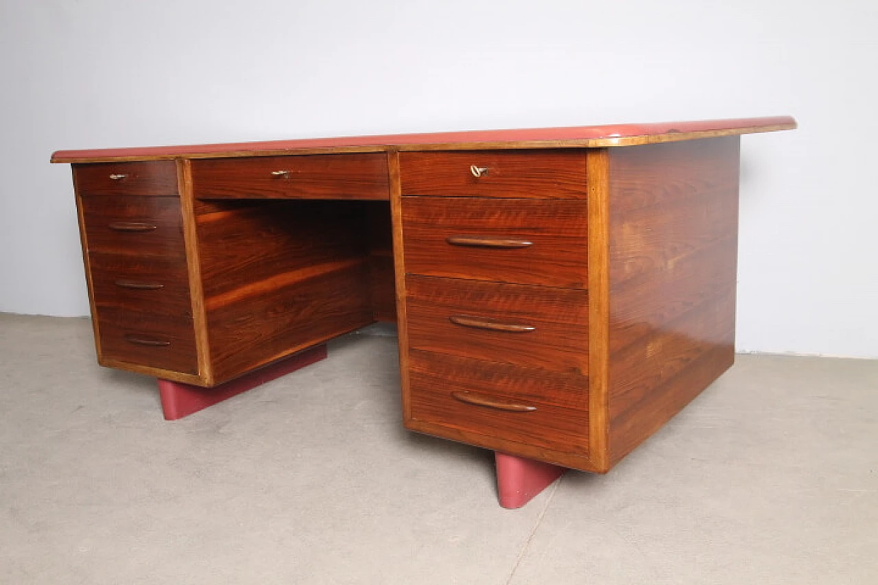 Rosewood and skai and etagere desk, 1960s 1