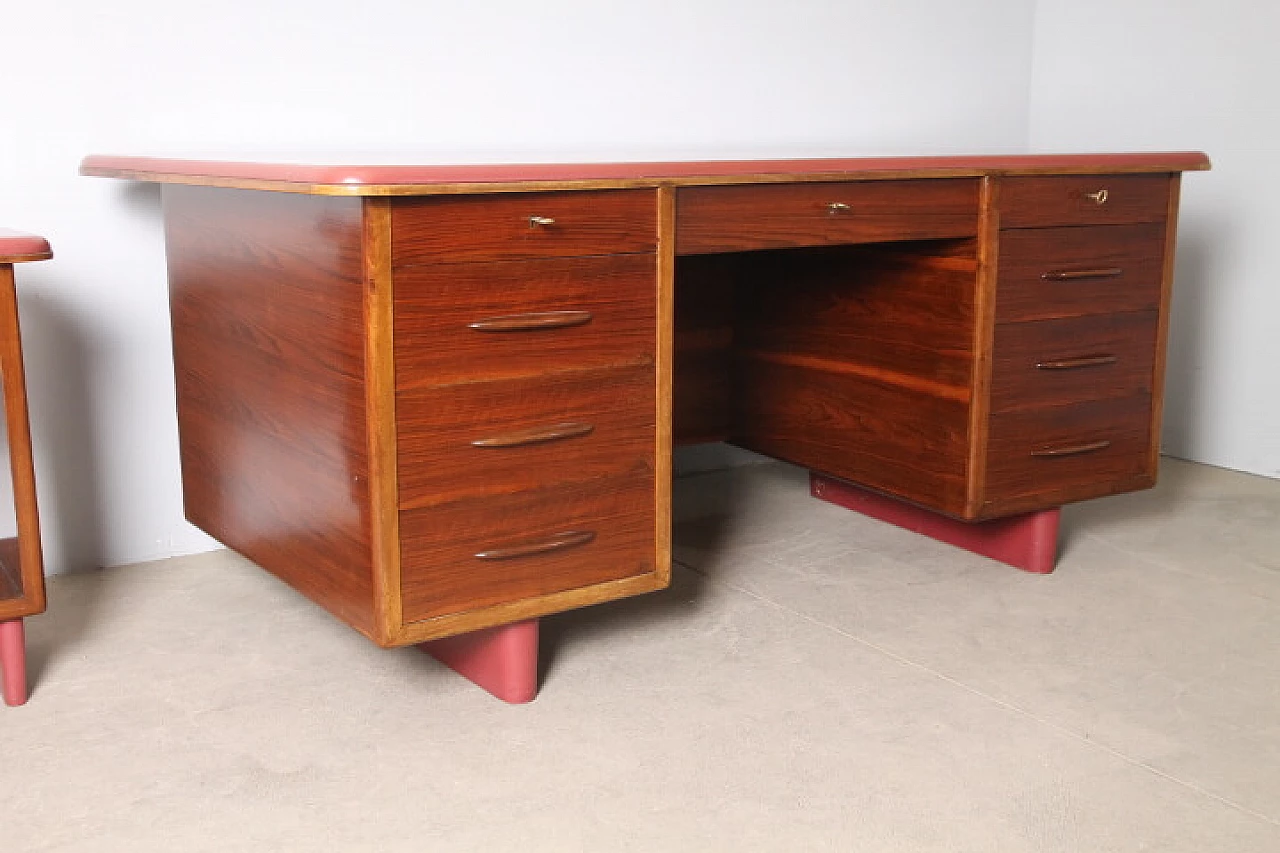 Rosewood and skai and etagere desk, 1960s 2
