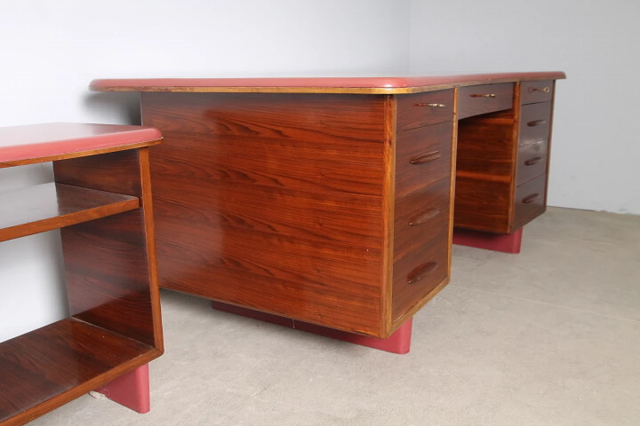 Rosewood and skai and etagere desk, 1960s 4