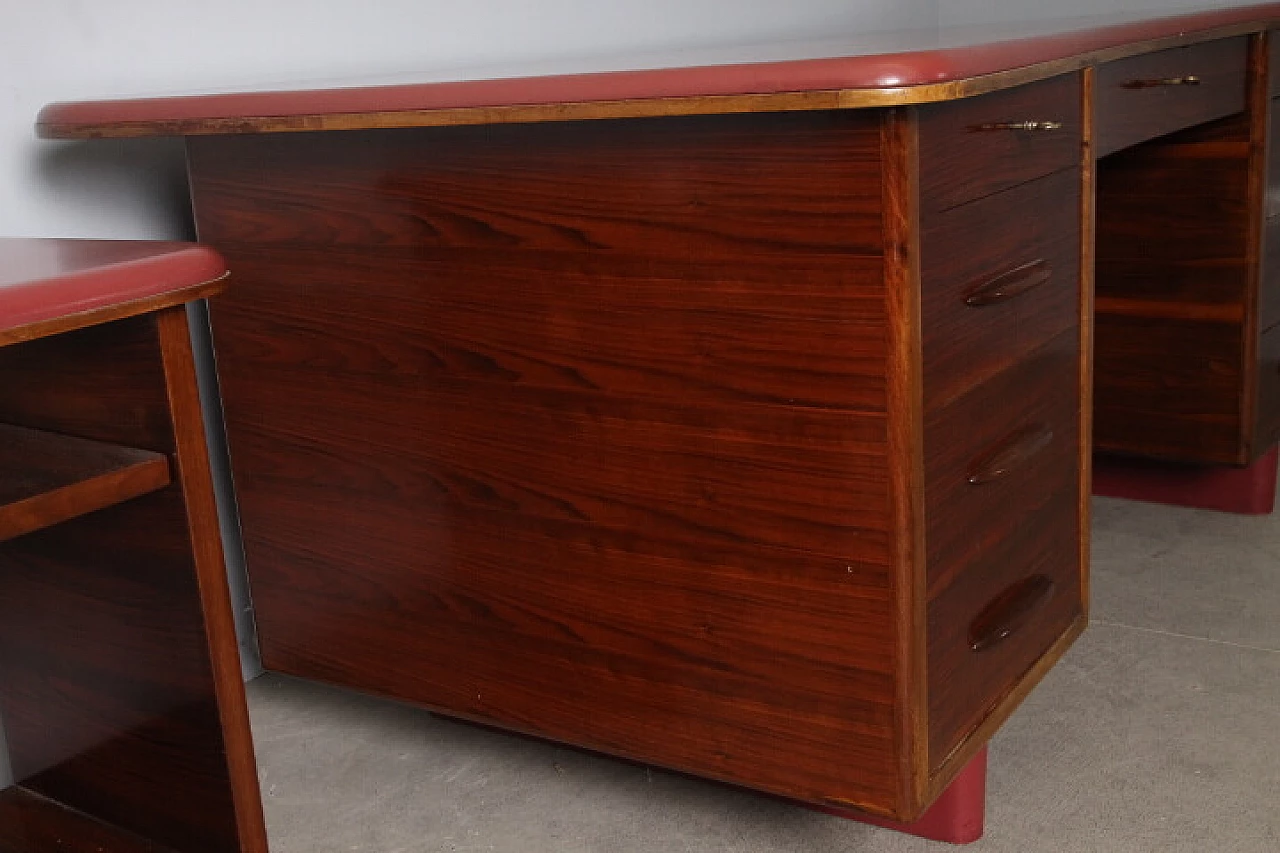 Rosewood and skai and etagere desk, 1960s 5