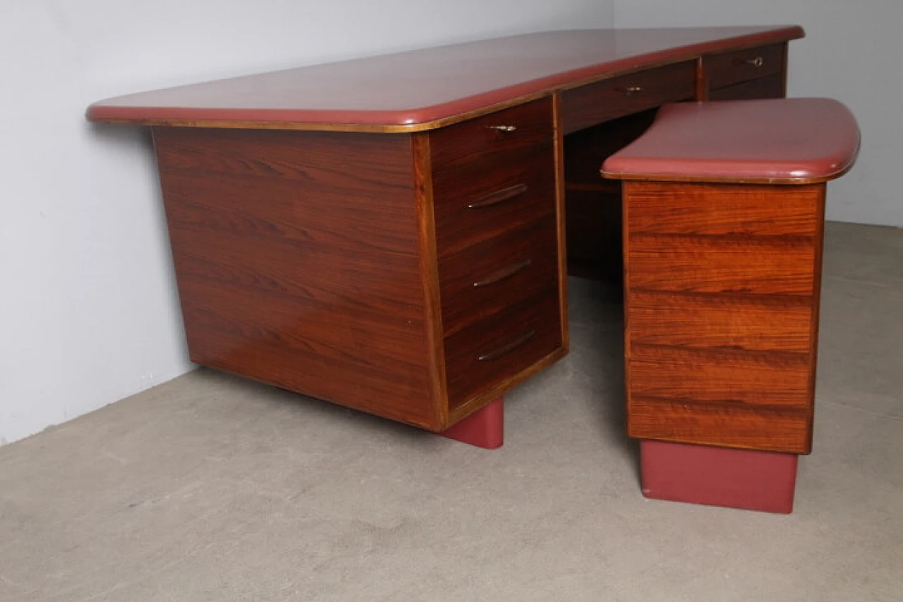 Rosewood and skai and etagere desk, 1960s 6
