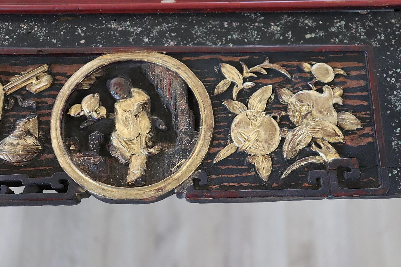 Pannello decorativo cinese in legno intagliato, metà '800 5