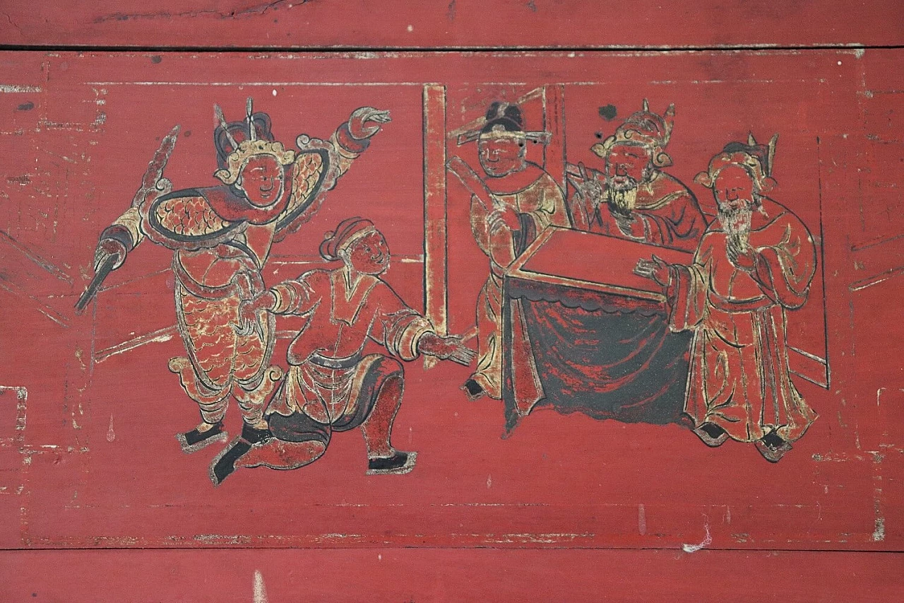 Pannello decorativo cinese in legno intagliato, metà '800 8