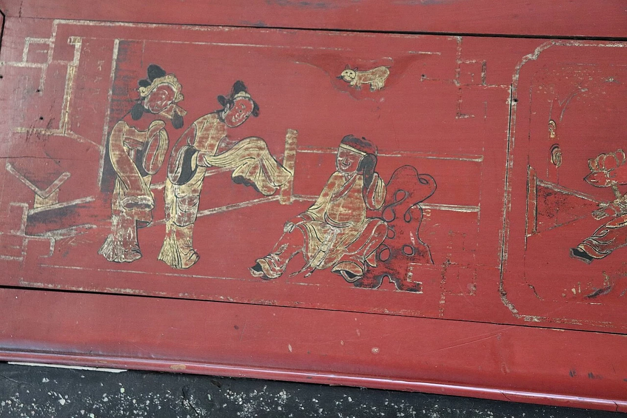 Pannello decorativo cinese in legno intagliato, metà '800 9
