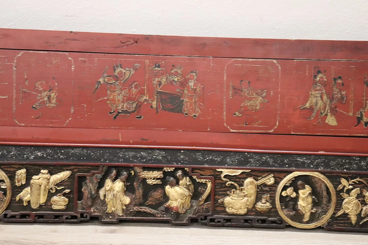 Pannello decorativo cinese in legno intagliato, metà '800 12