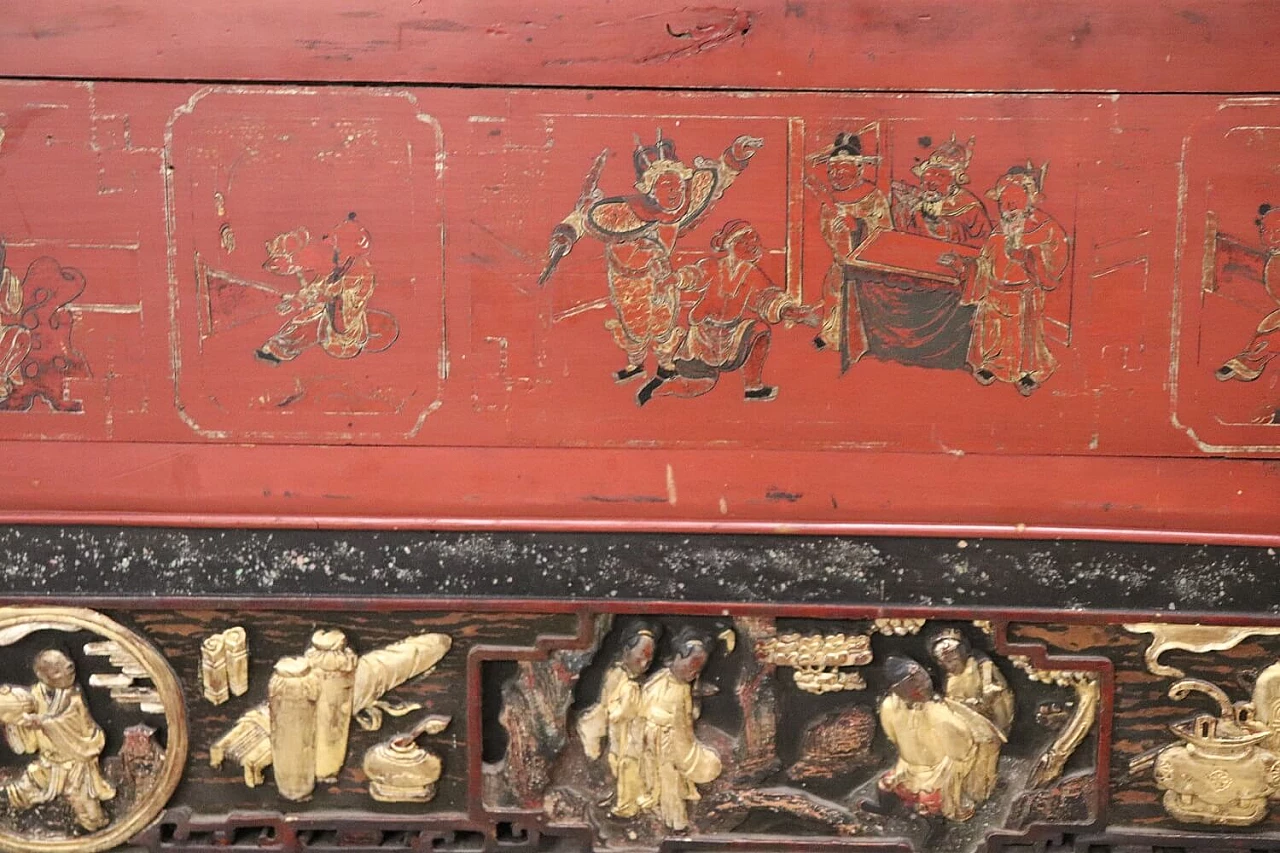 Pannello decorativo cinese in legno intagliato, metà '800 14