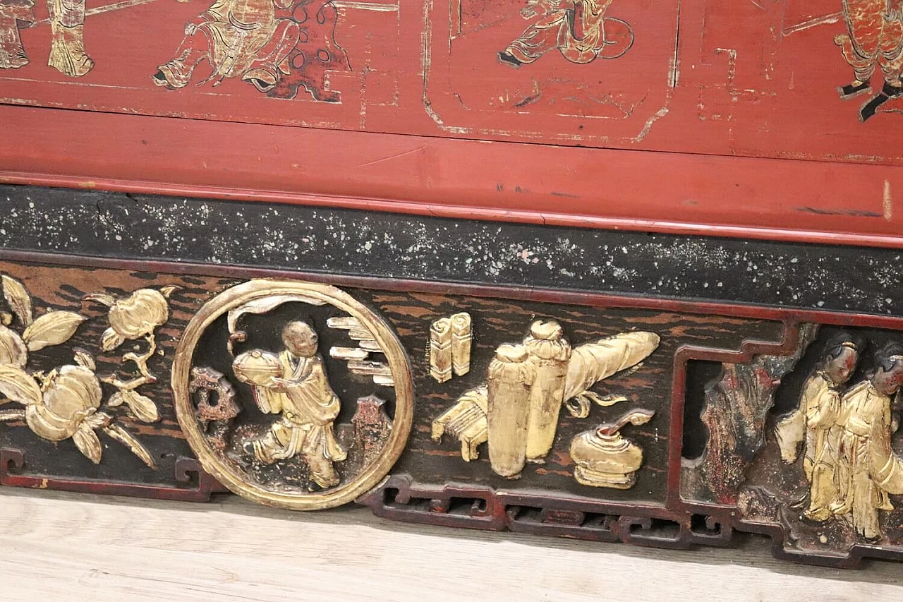Pannello decorativo cinese in legno intagliato, metà '800 15