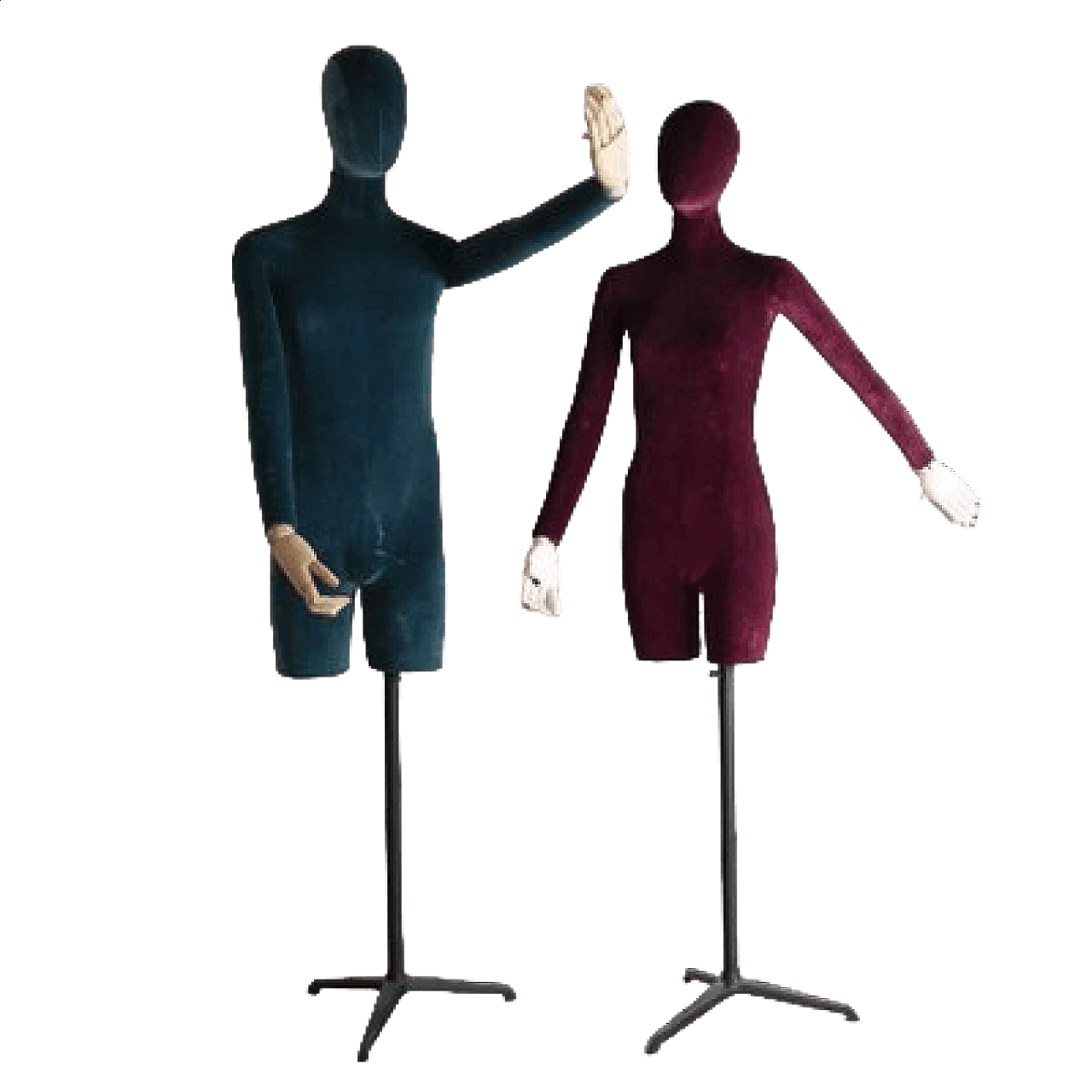 Coppia di manichini in plastica e metallo rivestiti di velluto, anni '90 7