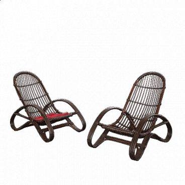 Pair of wicker armchairs, 1960s