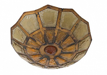 Ceiling light in glass and brass by Poliarte, 1920s