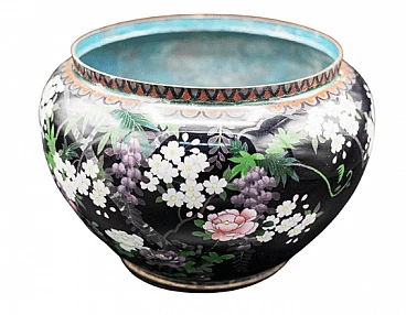 Vaso in ceramica cloisonné con decorazione floreale, inizio '900