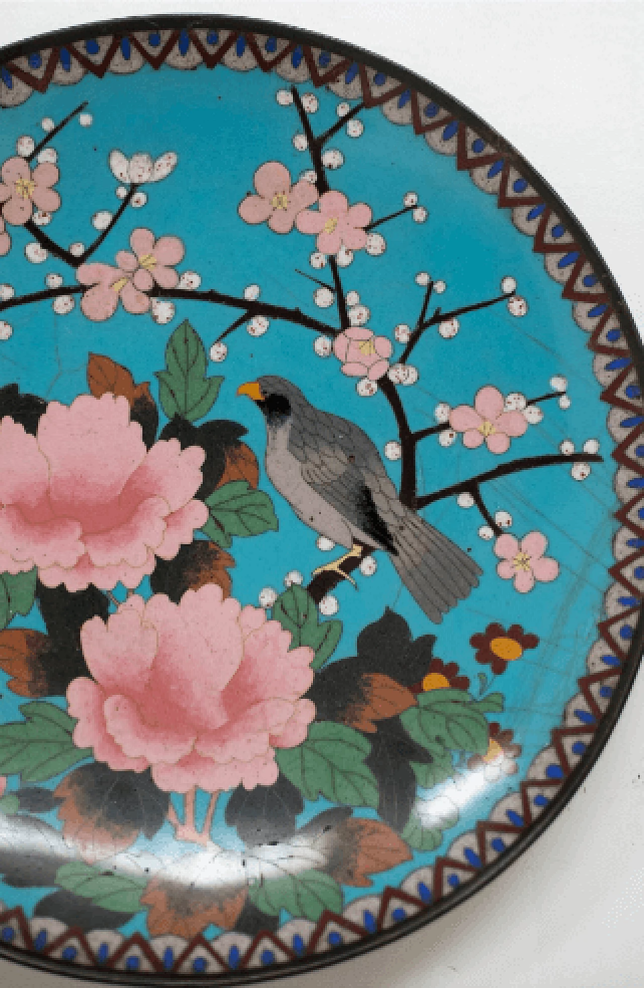 Piatto cinese in bronzo cloisonné, inizio '900 3