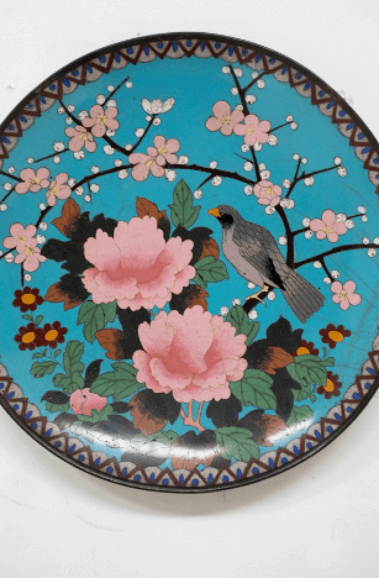 Piatto cinese in bronzo cloisonné, inizio '900 4