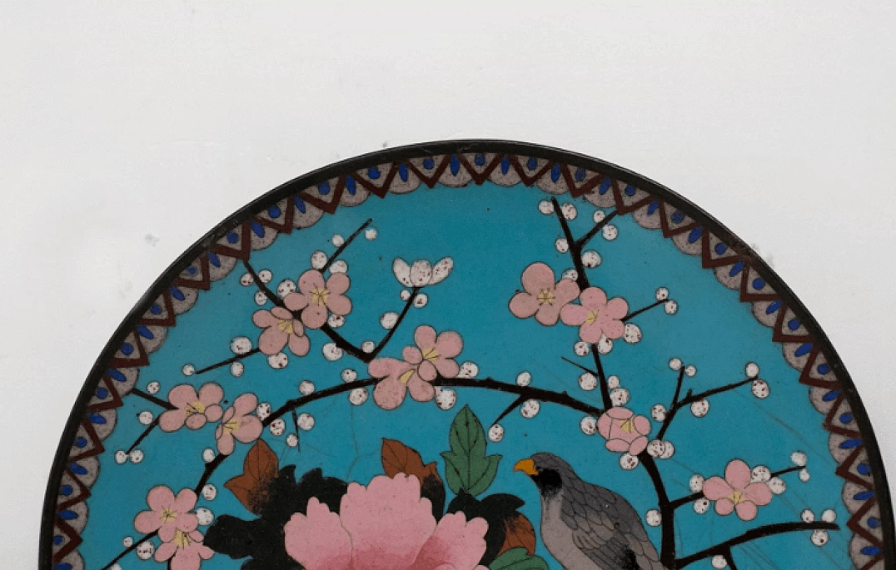 Piatto cinese in bronzo cloisonné, inizio '900 5