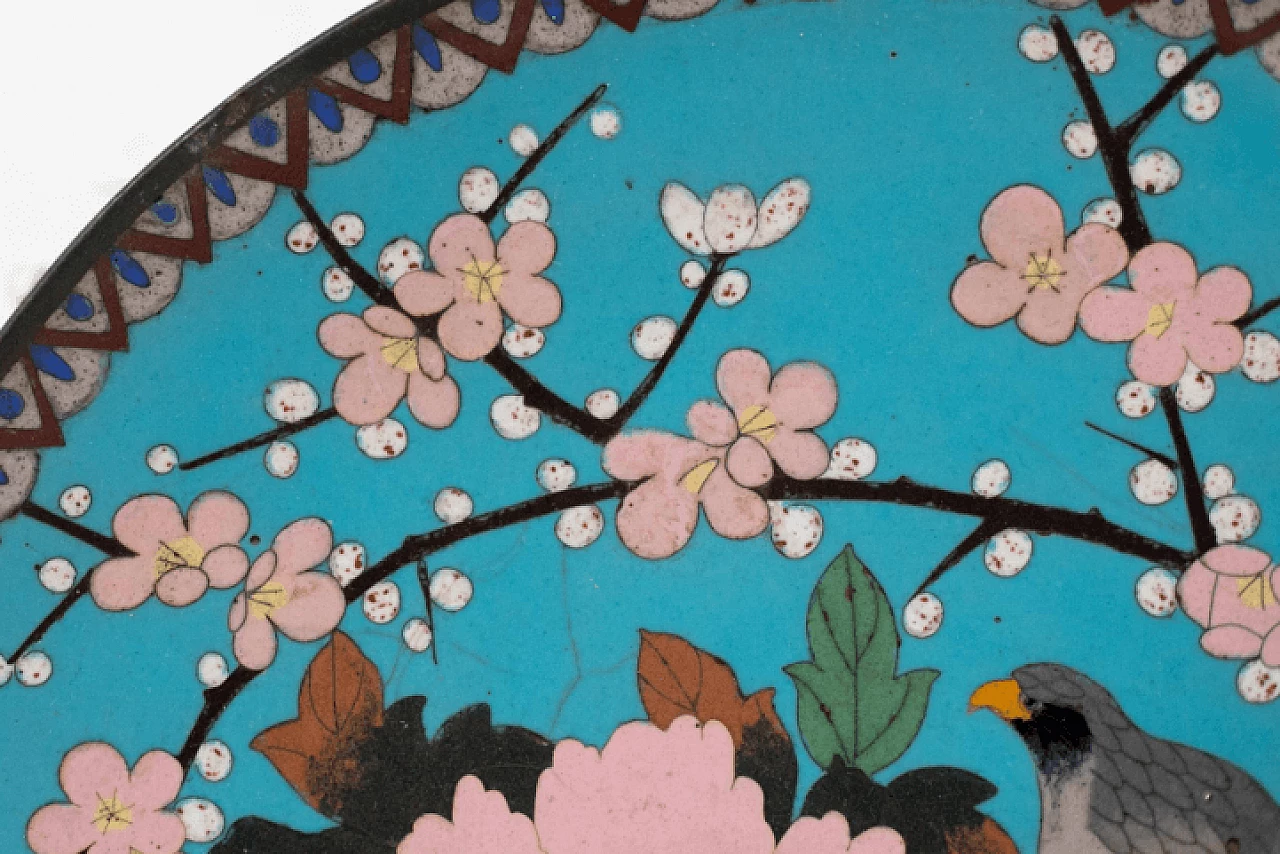 Piatto cinese in bronzo cloisonné, inizio '900 6