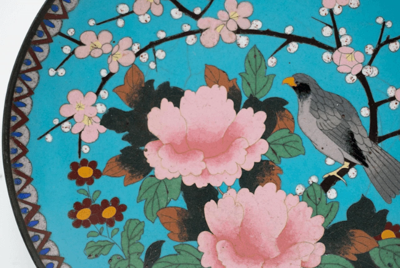 Piatto cinese in bronzo cloisonné, inizio '900 7