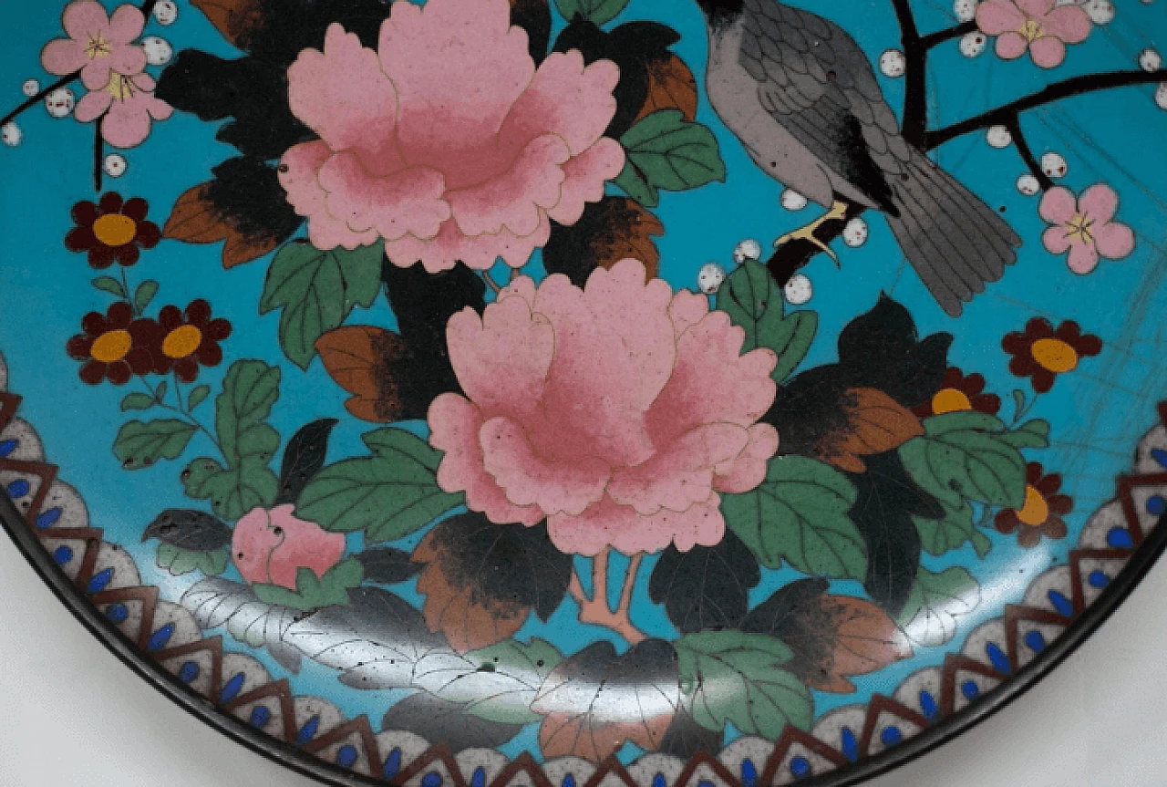 Piatto cinese in bronzo cloisonné, inizio '900 8