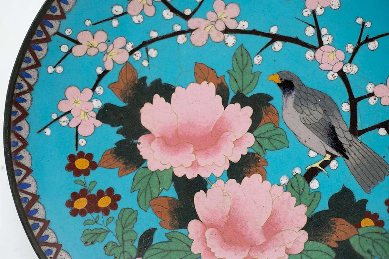 Piatto cinese in bronzo cloisonné, inizio '900 15