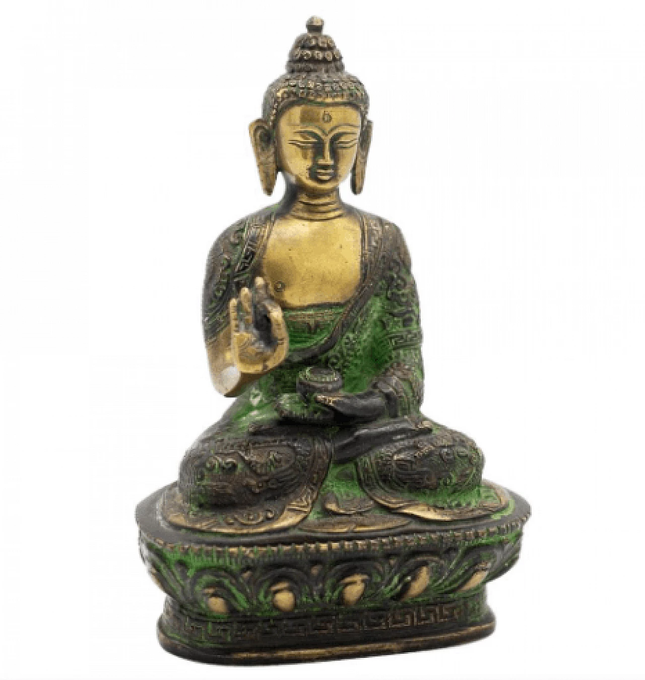 Scultura tibetana in bronzo raffigurante Buddha, fine '800 1
