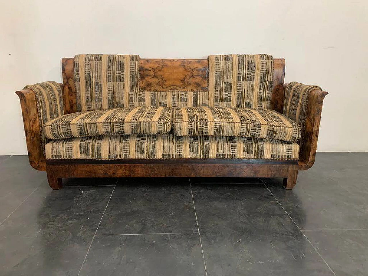 Art Deco walnut-root sofa by Franco Albini, 1930s 2