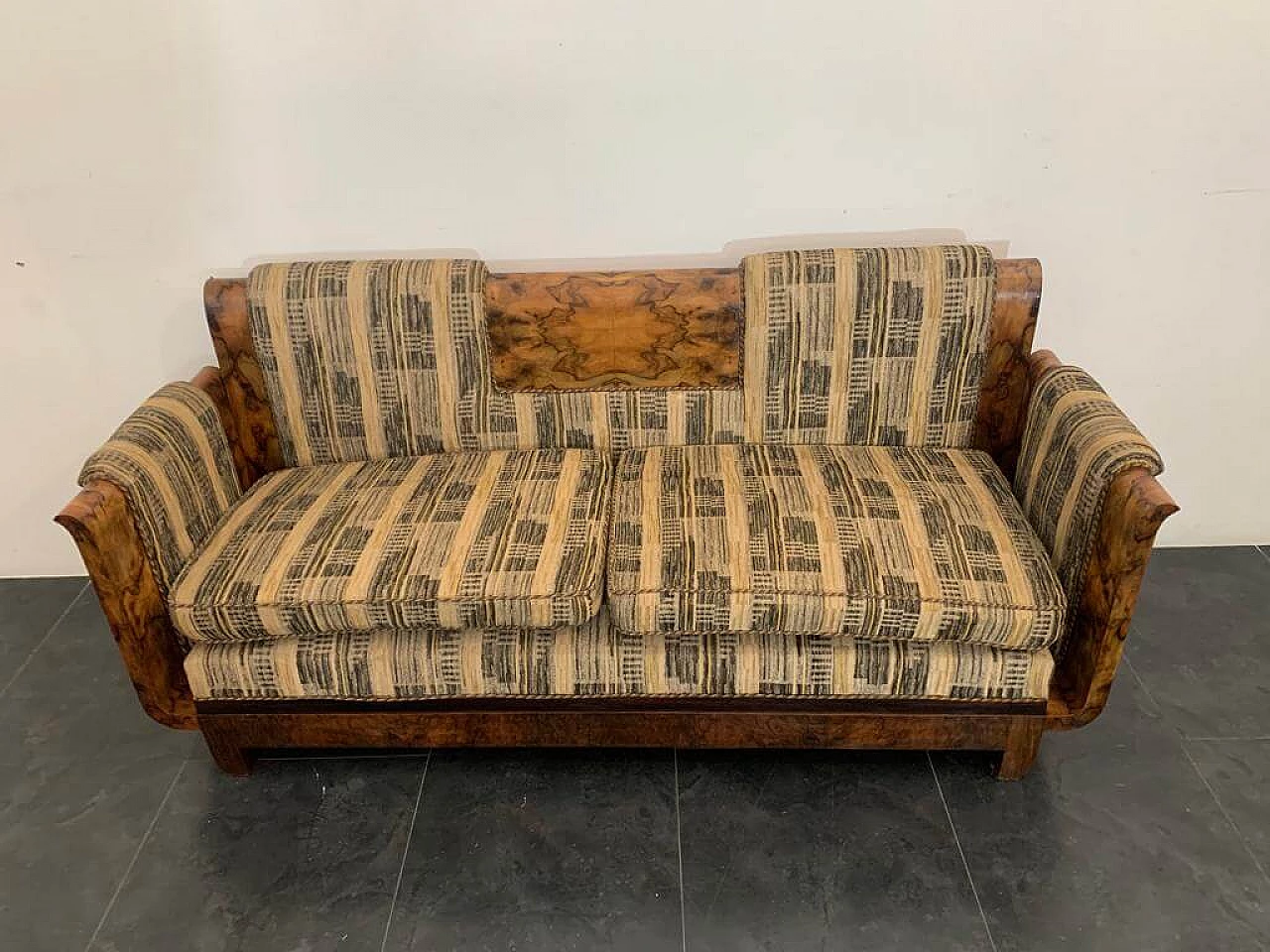 Art Deco walnut-root sofa by Franco Albini, 1930s 3