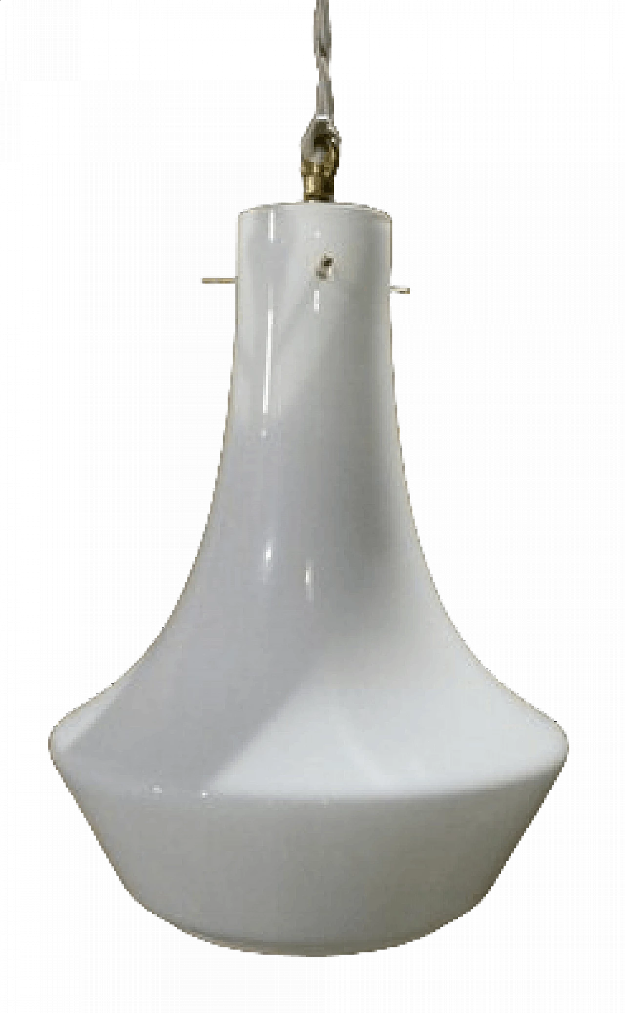 Opal glass and brass chandelier by Arteluce, 1950s 12