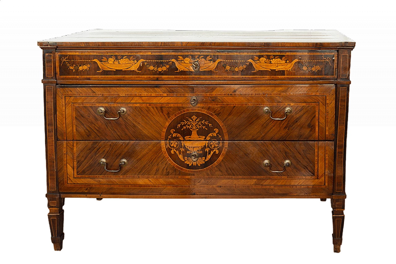 Cassettone in stile Luigi XVI Lombardo in legni policromi, '700 9