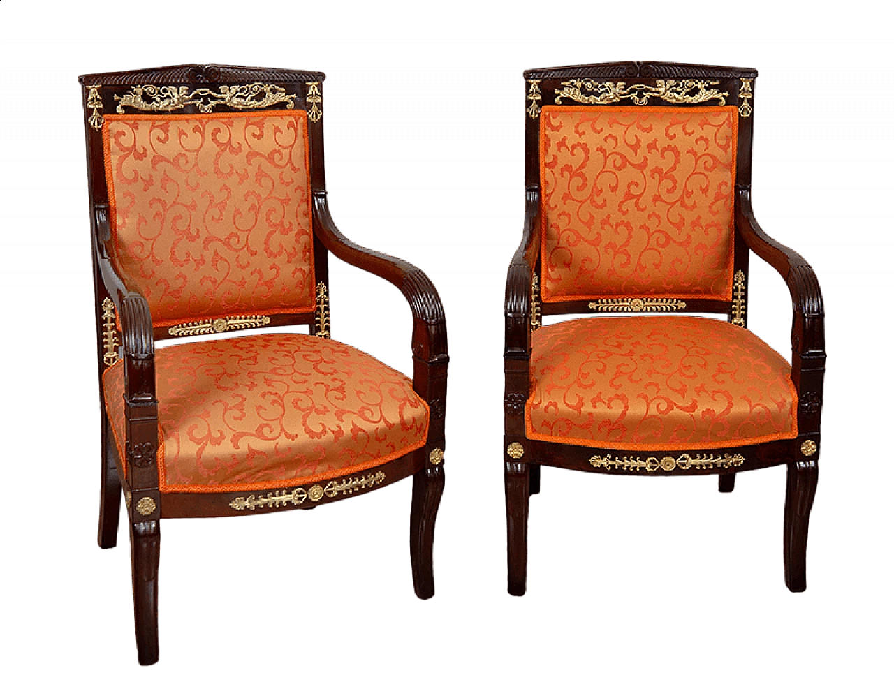 Coppia di poltrone in stile Impero in mogano, '800 5