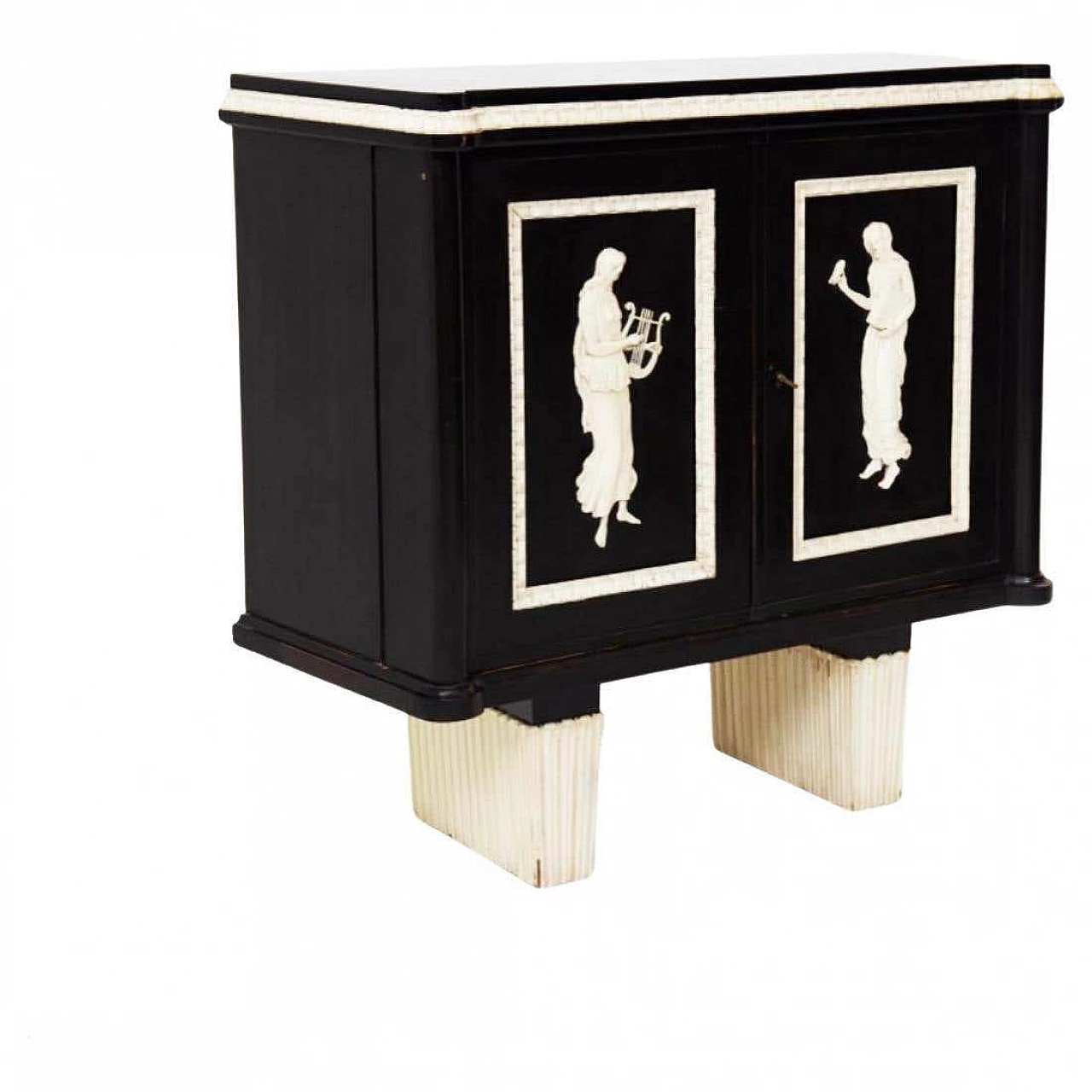 Finely carved and ebonised wooden bar cabinet, 1920s 1