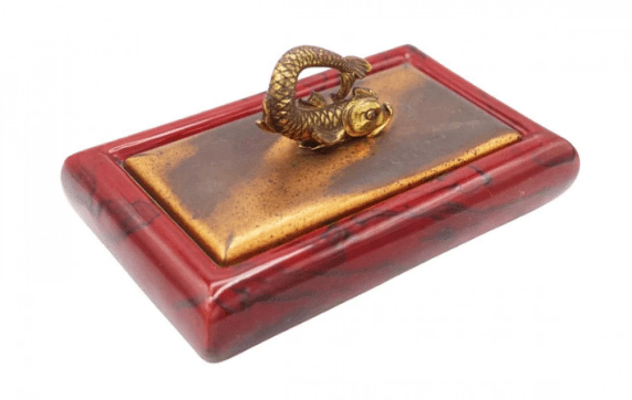 Cigar case in parchment and brass by Giorgio Tura, 1950s 1