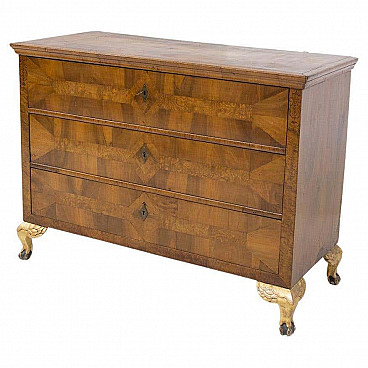 Biedermeier wood and brass chest of drawers, mid-19th century