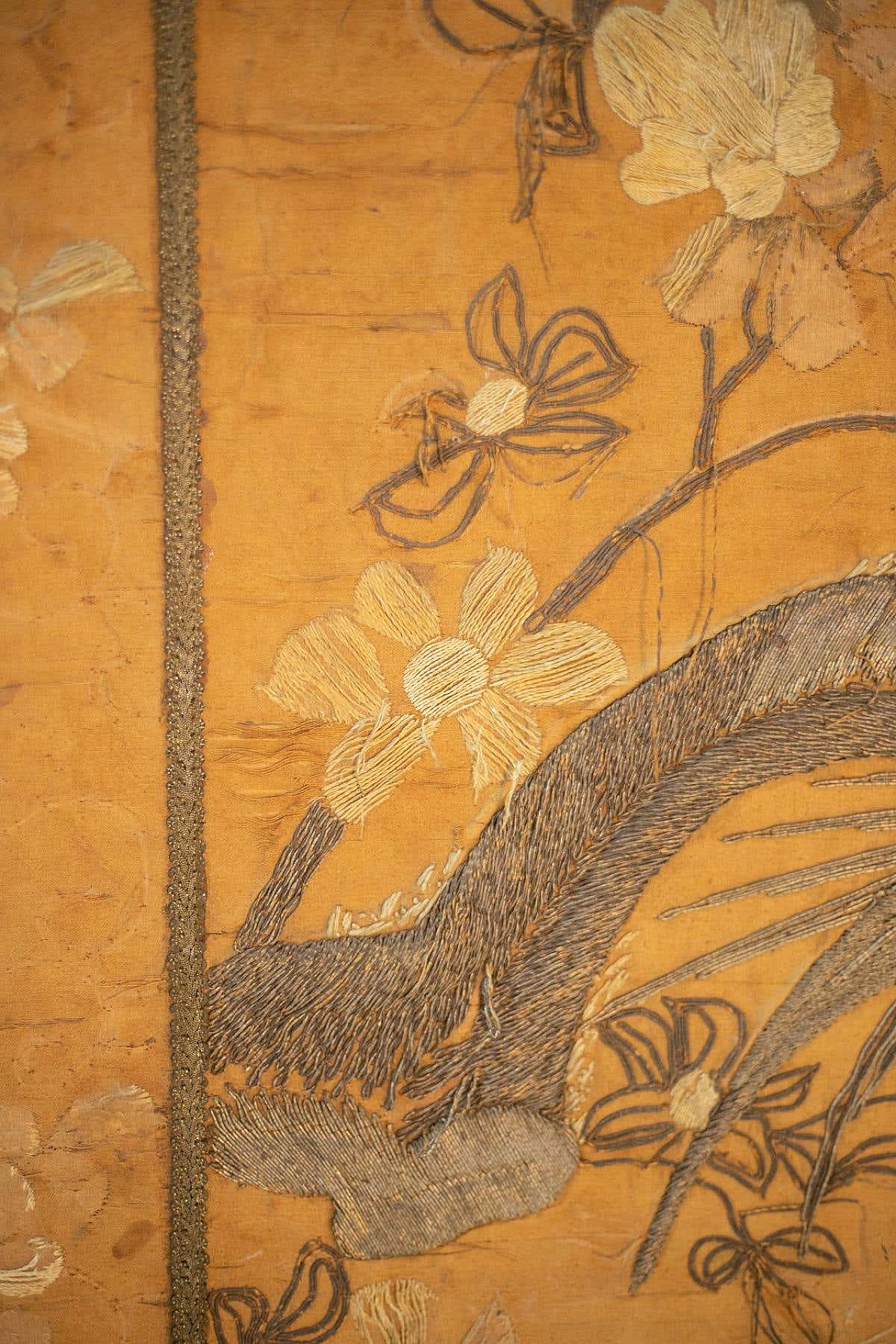 Chinese hand-woven silk tapestry with birds among cherry blossoms, early 20th century 2