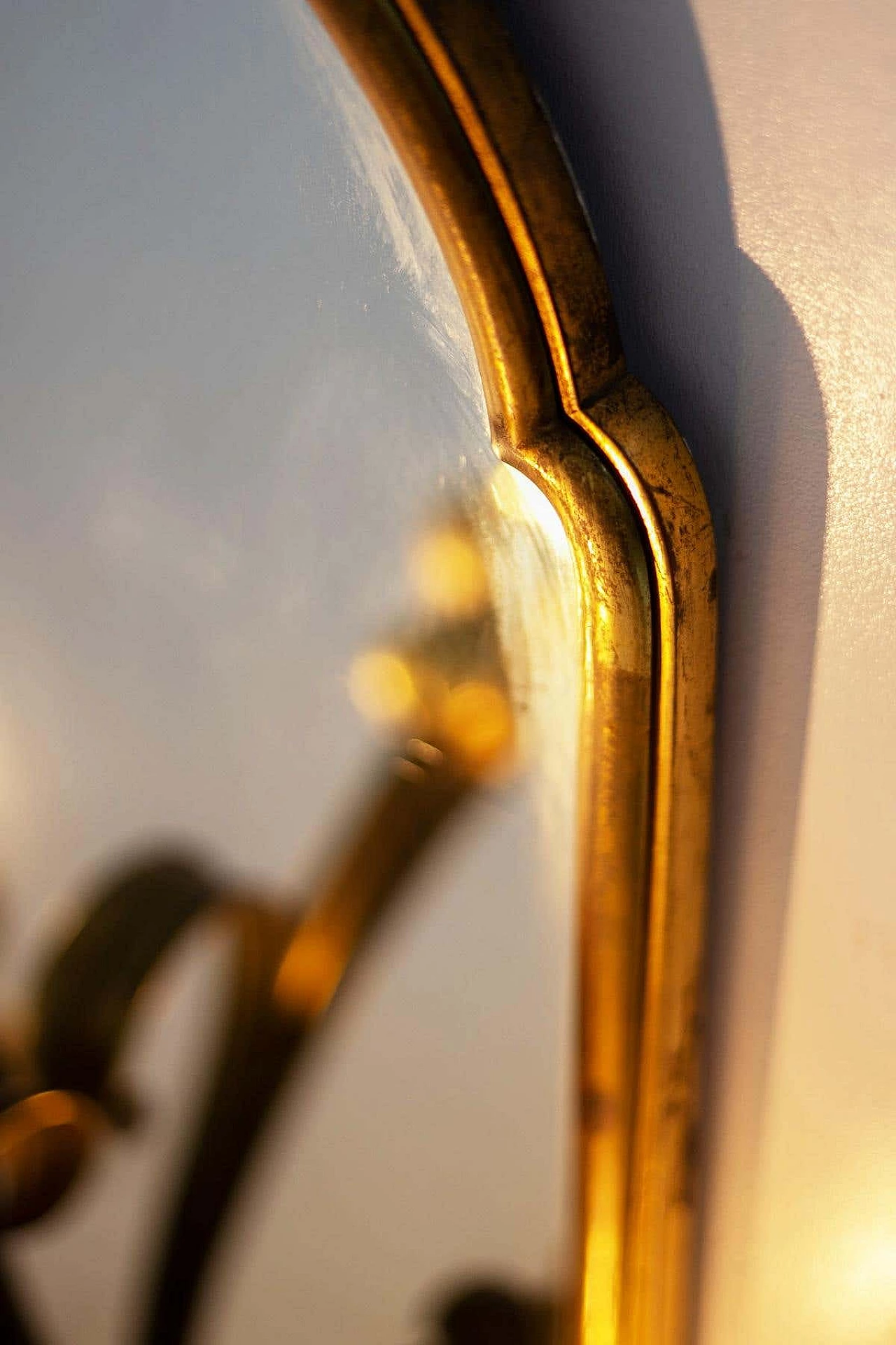 Art Nouveau glass and brass wall sconce on mirror, 1910s 6