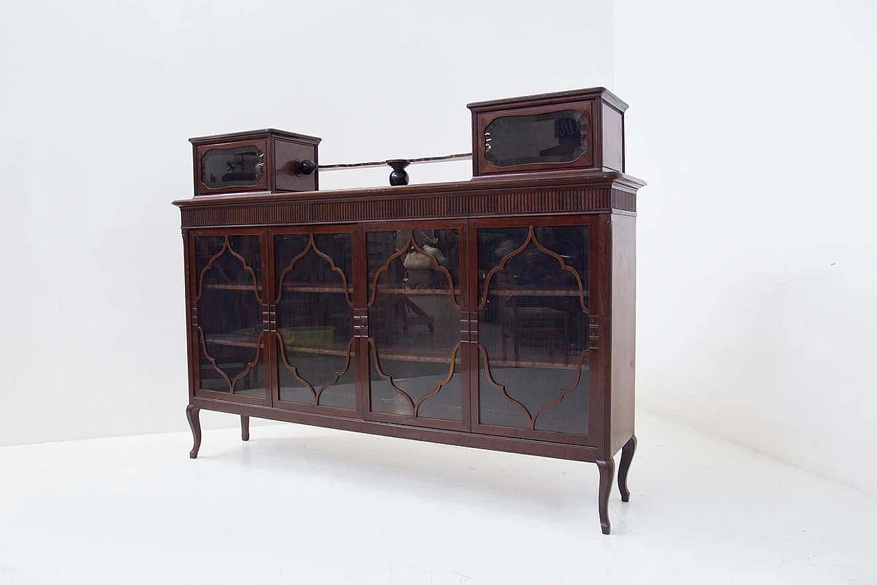 Vetrina in legno con gambe a esse, anni '30 2