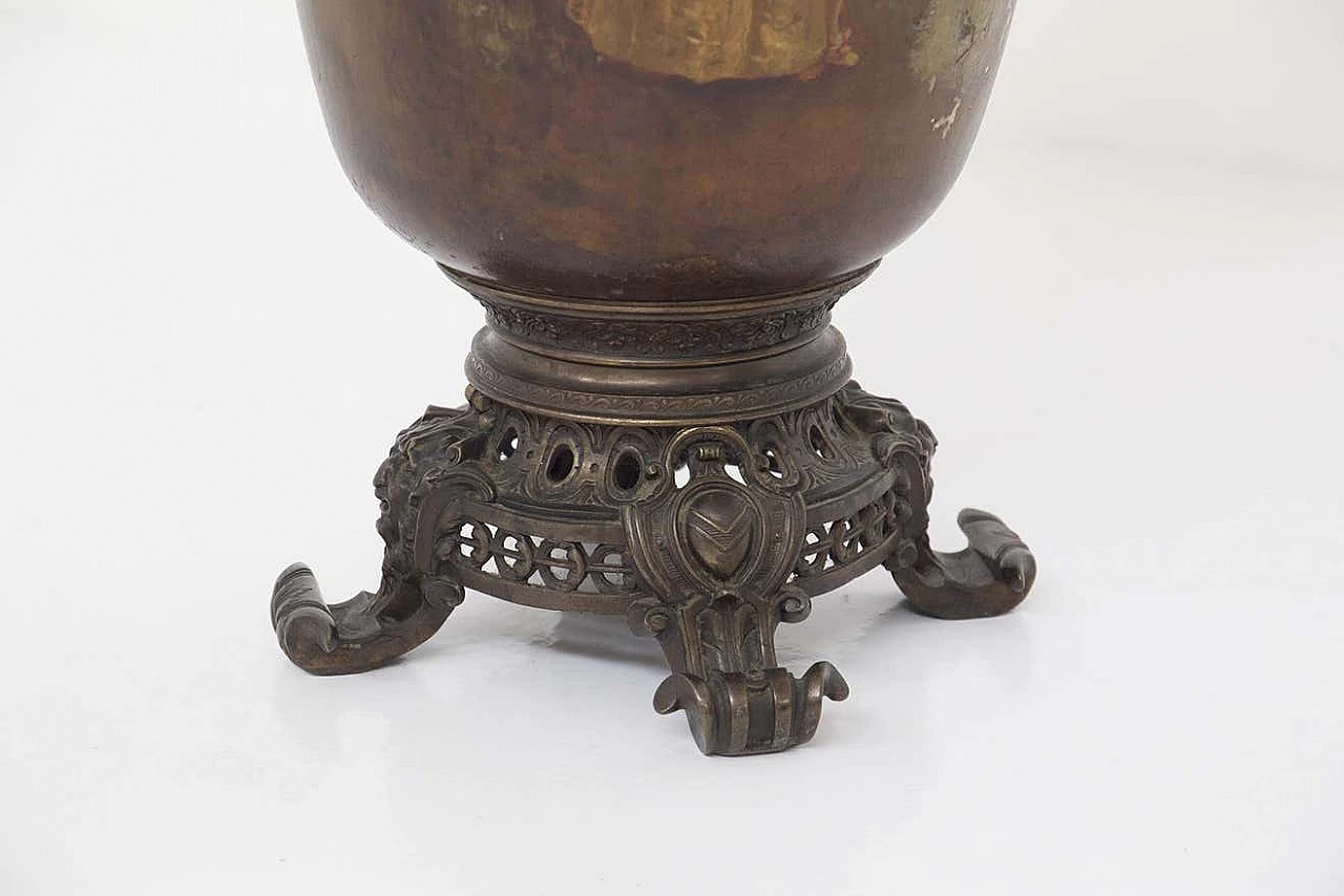 Vaso in bronzo dipinto Liberty, inizio '900 3