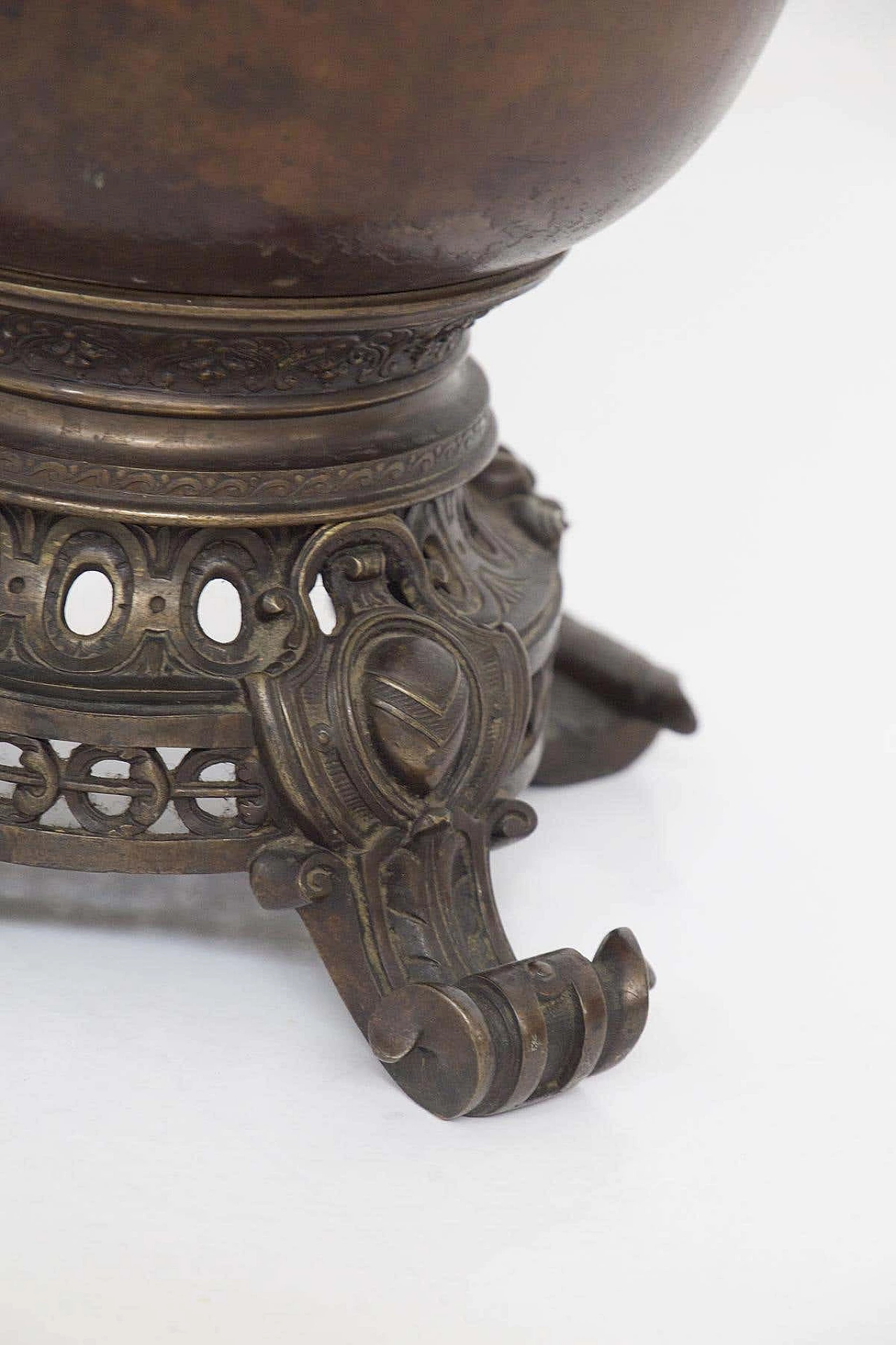 Vaso in bronzo dipinto Liberty, inizio '900 6